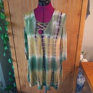 Coin 1904 Green & Gold Tie Dye Tunic